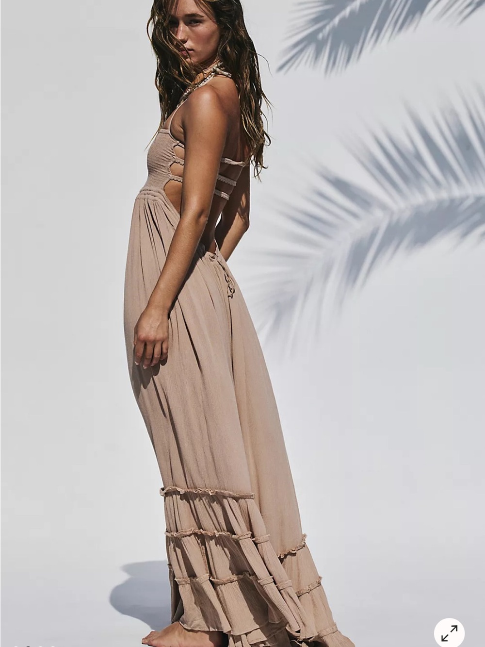 Free People Tan Extratropical Maxi Dress size Large - Picture 2 of 9